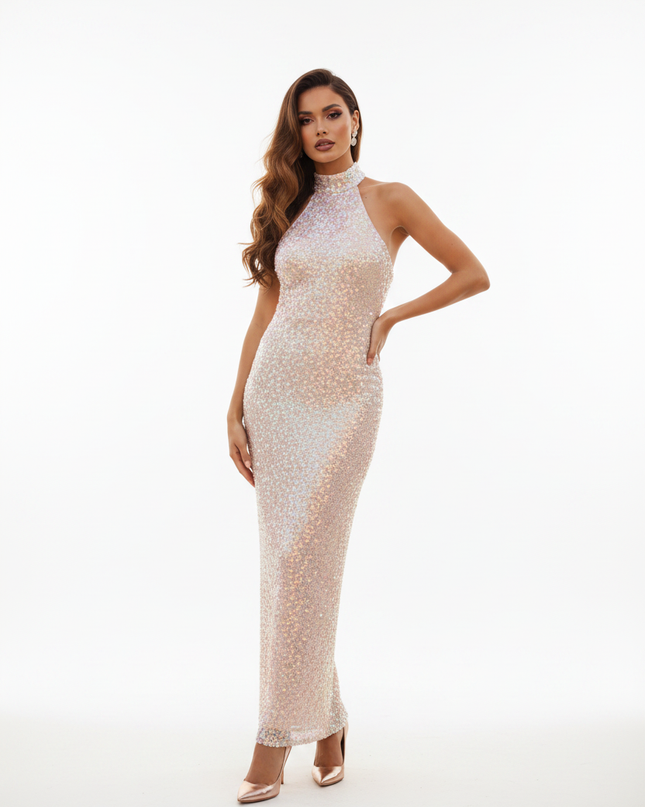 Neckholder Glitzerkleid mit Pailletten - Ansicht 5