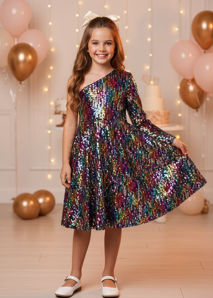 Buntes Paillettenkleid fuer Madchen - Ansicht 1