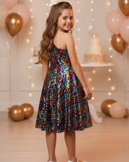 Buntes Paillettenkleid fuer Madchen - Ansicht 2