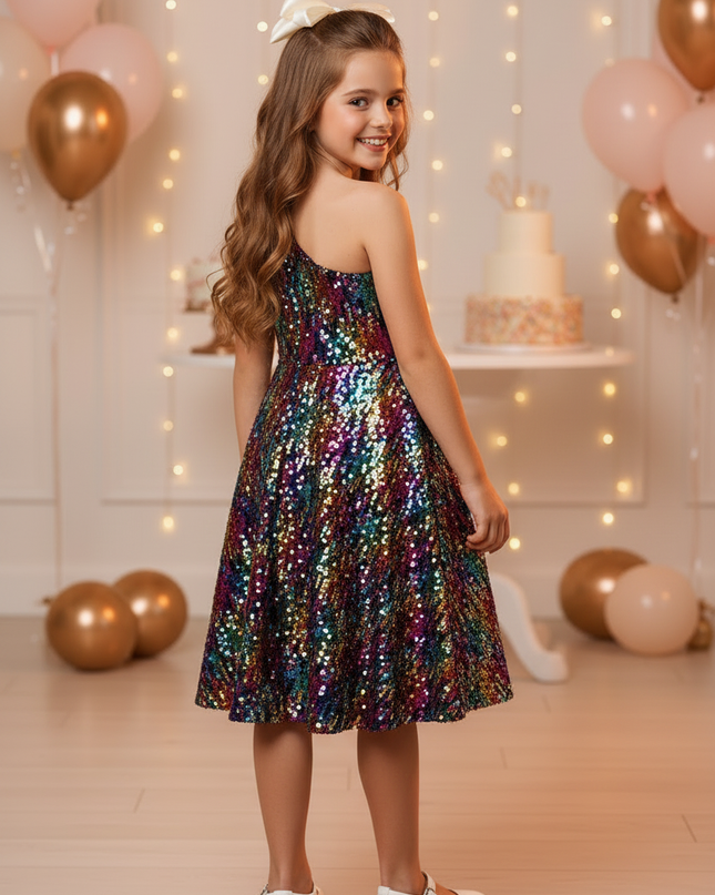 Buntes Paillettenkleid fuer Madchen - Ansicht 2