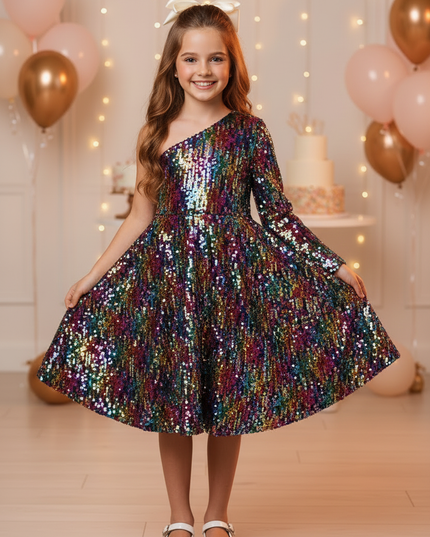 Buntes Paillettenkleid fuer Madchen - Ansicht 3