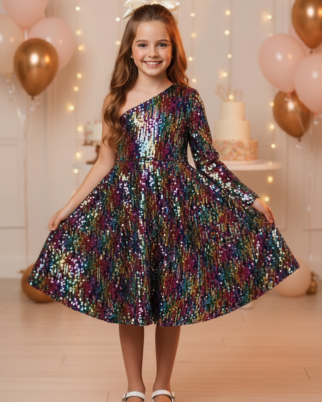 Buntes Paillettenkleid fuer Madchen - Ansicht 3