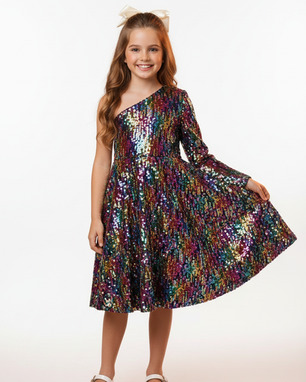 Buntes Paillettenkleid fuer Madchen - Ansicht 5