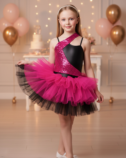 Pinkes Glitzerkleid Maedchen - Ansicht 1