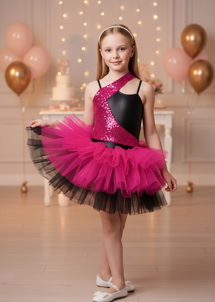 Pinkes Glitzerkleid Maedchen - Ansicht 1