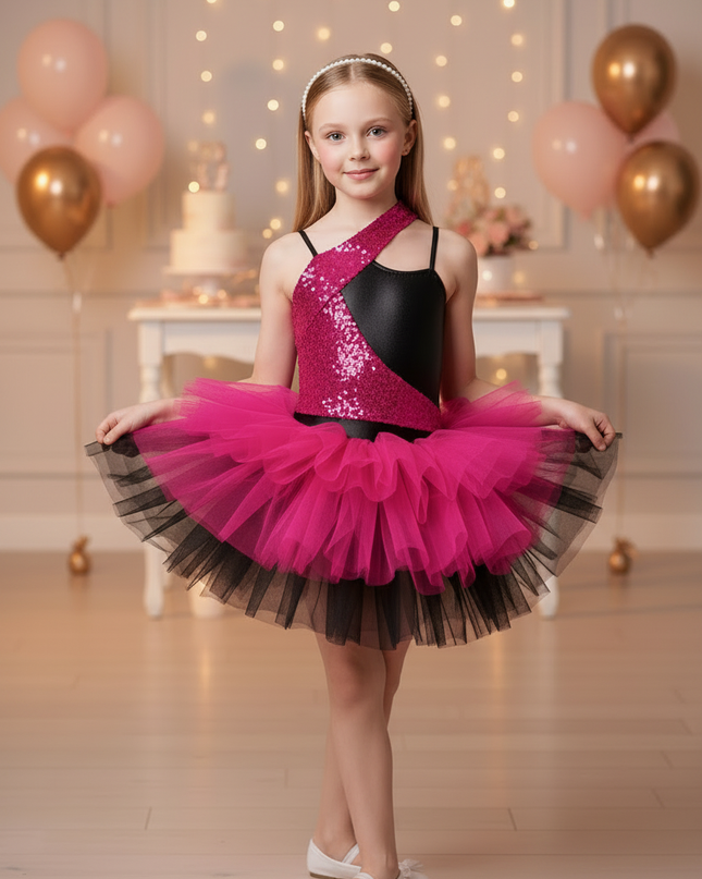 Pinkes Glitzerkleid Maedchen - Ansicht 3