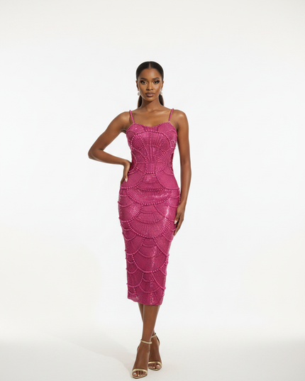 Pink Glitzer Kleid Midi Pailletten - Ansicht 5