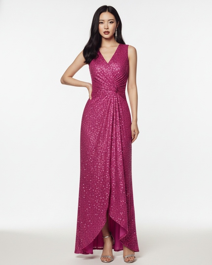 Pinkes Abendkleid lang mit Schlitz - Ansicht 5