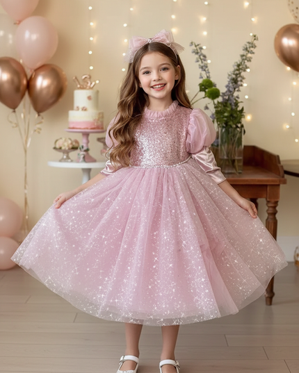Pink Glitzer Prinzessinkleid Maedchen - Ansicht 1