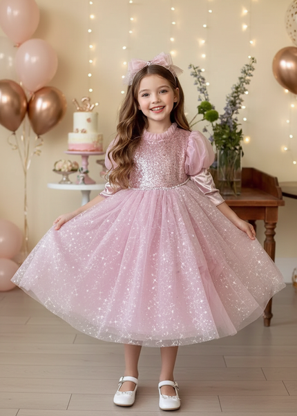 Pink Glitzer Prinzessinkleid Maedchen - Ansicht 1