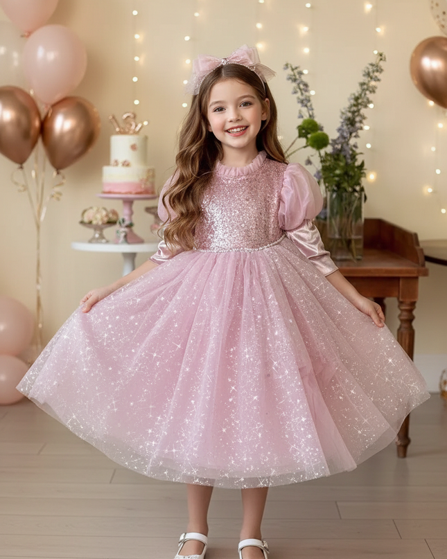 Pink Glitzer Prinzessinkleid Maedchen - Ansicht 1