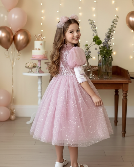 Pink Glitzer Prinzessinkleid Maedchen - Ansicht 2
