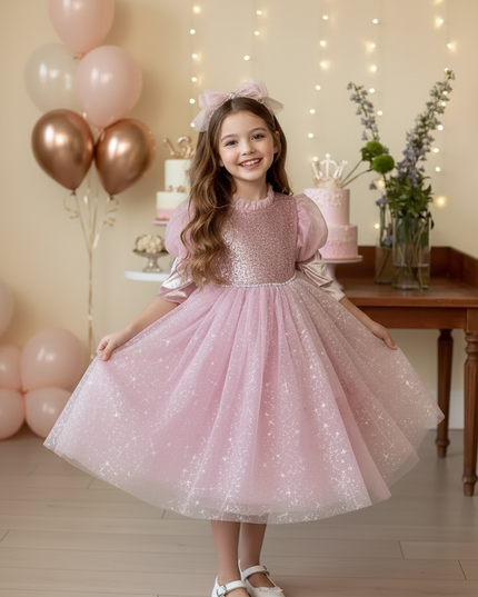 Pink Glitzer Prinzessinkleid Maedchen - Ansicht 3