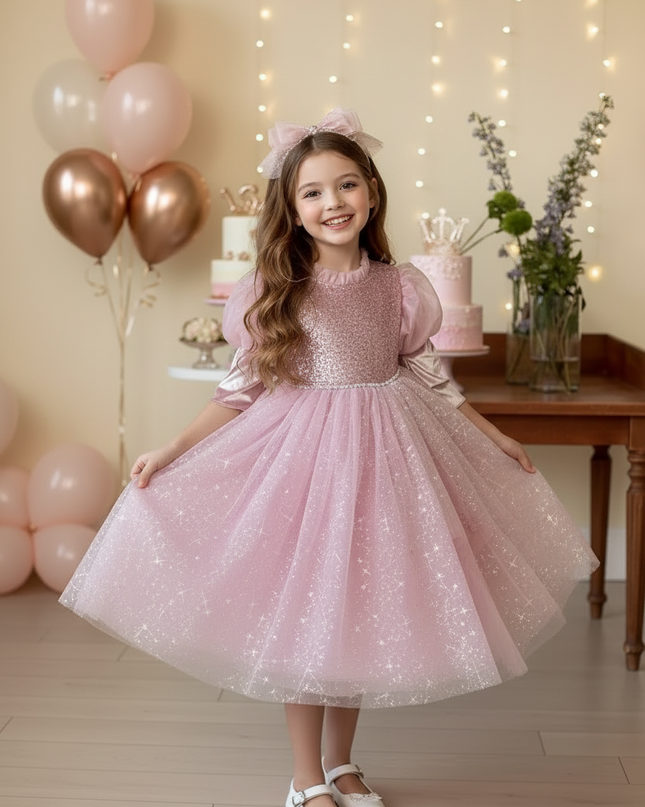 Pink Glitzer Prinzessinkleid Maedchen - Ansicht 3
