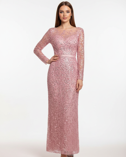Pink Pailletten Kleid Langarm - Ansicht 5