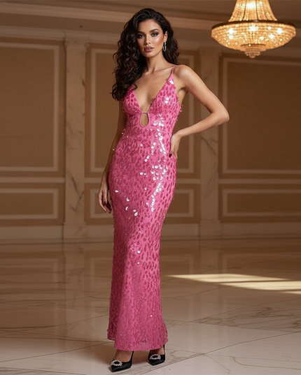 Pinkes Glitzerkleid fuer Curvy - Ansicht 1