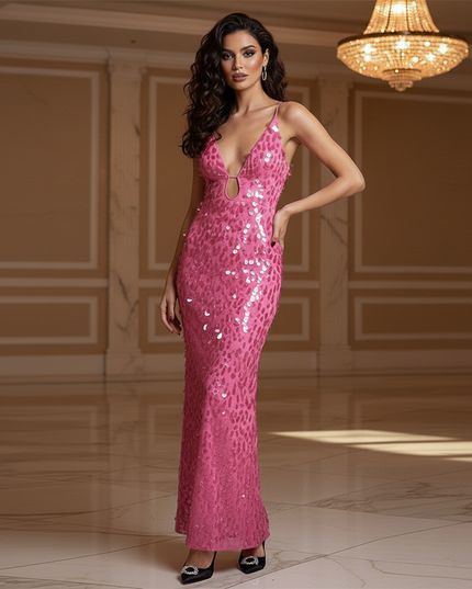 Pinkes Glitzerkleid fuer Curvy - Ansicht 3