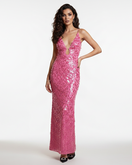 Pinkes Glitzerkleid fuer Curvy - Ansicht 5