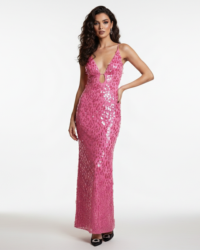 Pinkes Glitzerkleid fuer Curvy - Ansicht 5