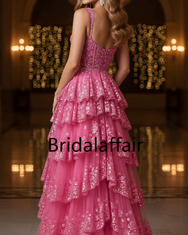 Pinkes Glitzer Kleid mit Tull-Lagen - Ansicht 2