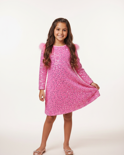 Pinkes Glitzer Kleid Kinder - Ansicht 5