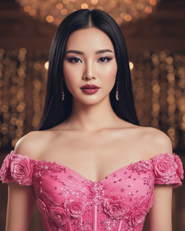 Pinkes Glitzerkleid aus Tull - Ansicht 4