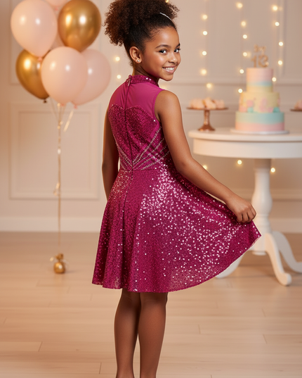Pinkes Glitzerkleid Maedchen Tanz - Ansicht 2