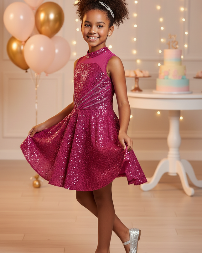 Pinkes Glitzerkleid Maedchen Tanz - Ansicht 3