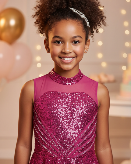 Pinkes Glitzerkleid Maedchen Tanz - Ansicht 4