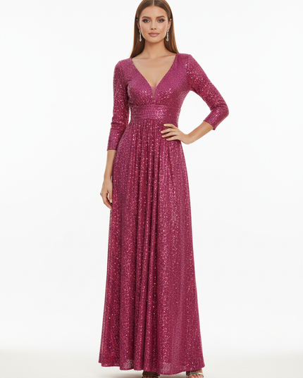 Pinkes Glitzerkleid lang Pailletten - Ansicht 5