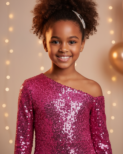 Ein pinkrotes Glitzerkleid fur Girls - Ansicht 4