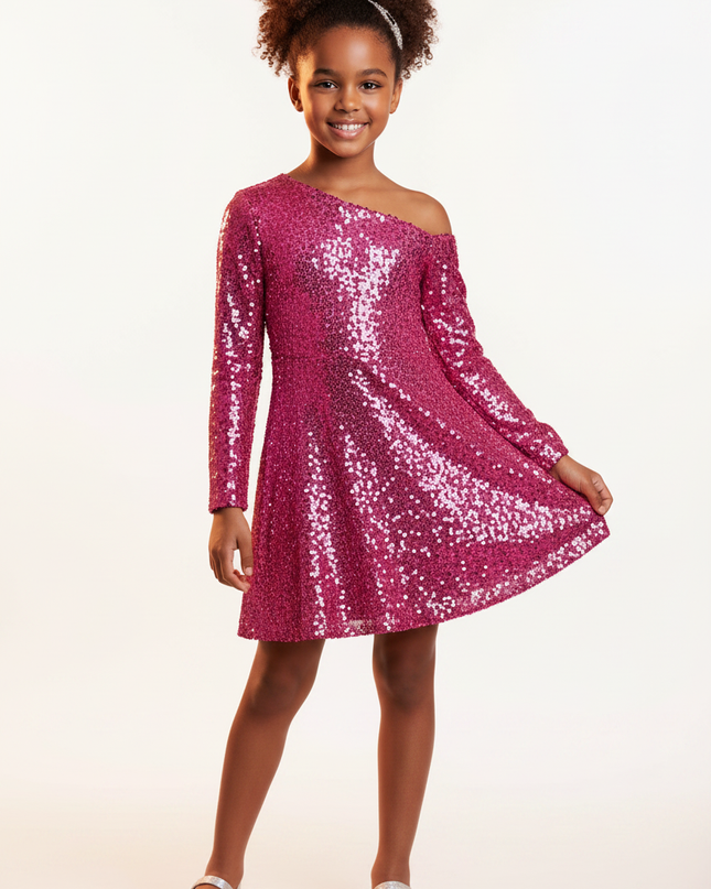 Ein pinkrotes Glitzerkleid fur Girls - Ansicht 5
