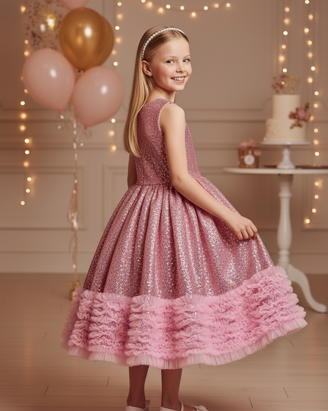 Rosa Glitzer Kleid Maedchen - Ansicht 2