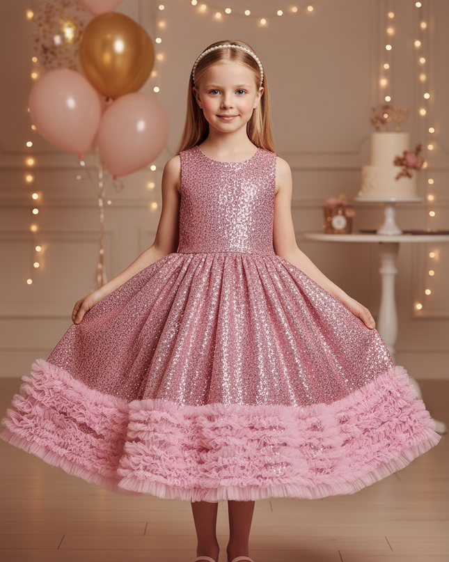 Rosa Glitzer Kleid Maedchen - Ansicht 3