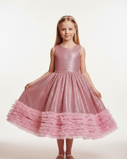 Rosa Glitzer Kleid Maedchen - Ansicht 5