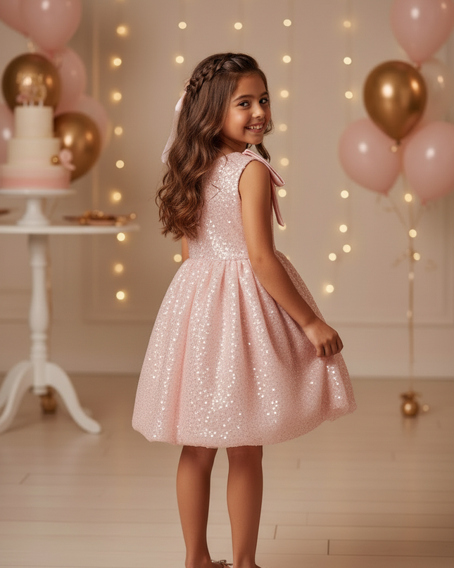 Rosa Pailletten Kleid Maedchen Bubble - Ansicht 2