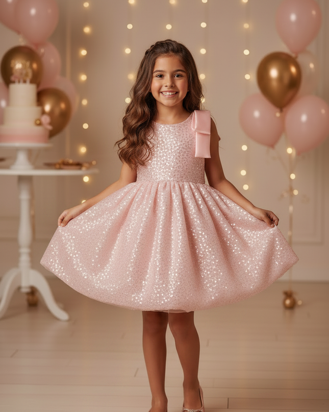 Rosa Pailletten Kleid Maedchen Bubble - Ansicht 3