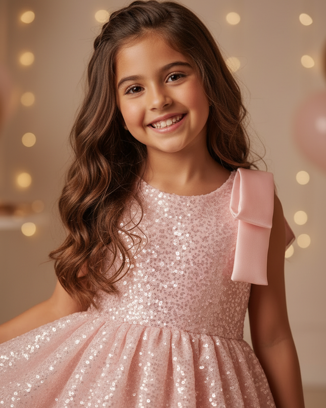 Rosa Pailletten Kleid Maedchen Bubble - Ansicht 4