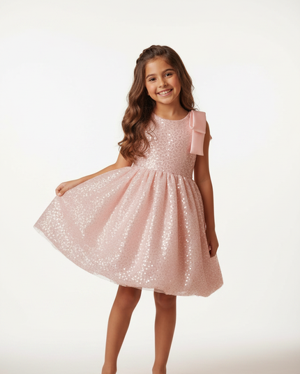 Rosa Pailletten Kleid Maedchen Bubble - Ansicht 5