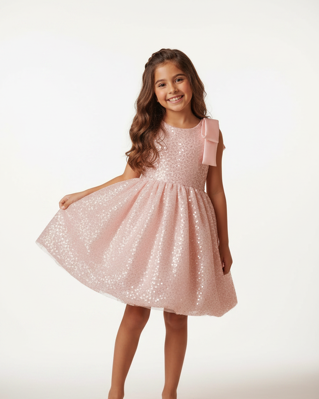 Rosa Pailletten Kleid Maedchen Bubble - Ansicht 5