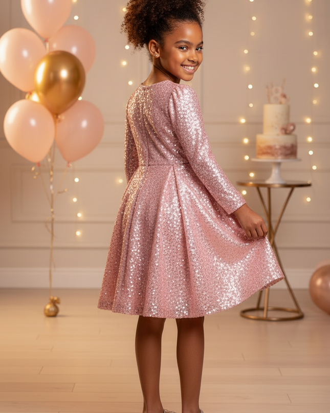 Rosa Pailletten Kleid One Shoulder - Ansicht 2