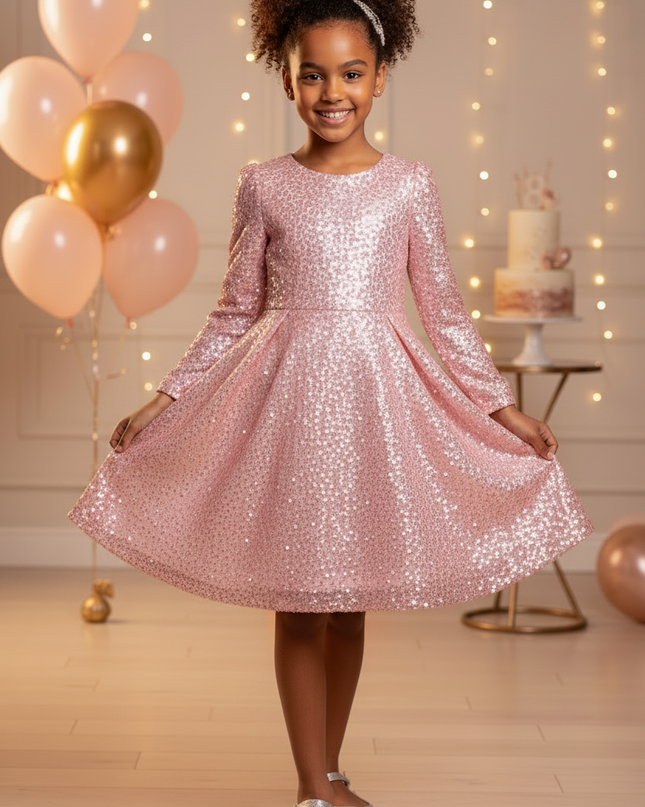Rosa Pailletten Kleid One Shoulder - Ansicht 3