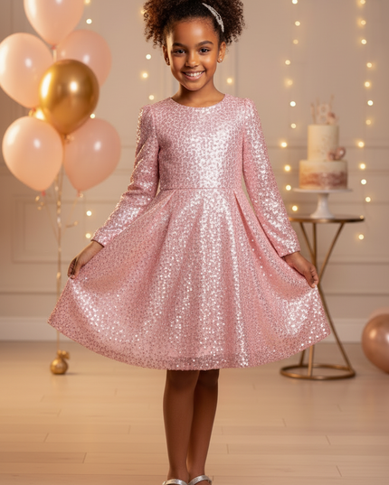 Rosa Pailletten Kleid One Shoulder - Ansicht 4