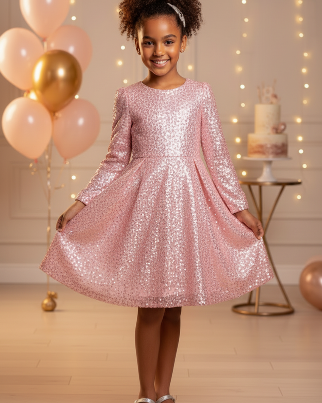 Rosa Pailletten Kleid One Shoulder - Ansicht 4