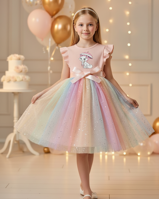 Rosa Prinzessin Kleid Maedchen Tuell - Ansicht 3