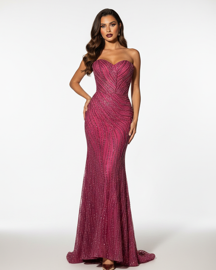 Rosafarbenes Glitzer Kleid Lang - Ansicht 5