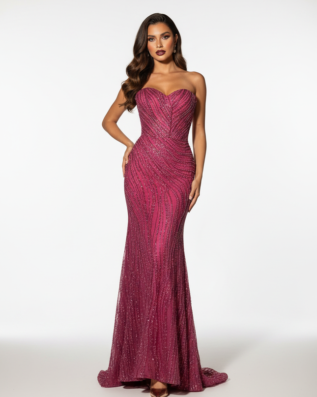 Rosafarbenes Glitzer Kleid Lang - Ansicht 5