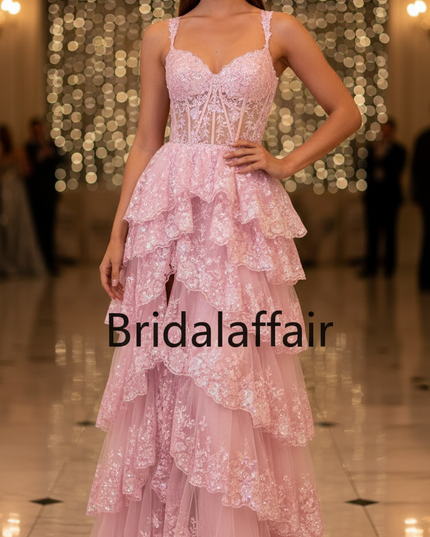 Das rosapink Glitzerkleid lang - Ansicht 1