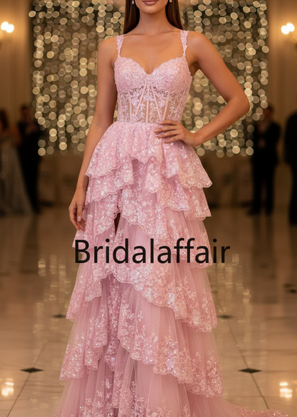 Das rosapink Glitzerkleid lang - Ansicht 1