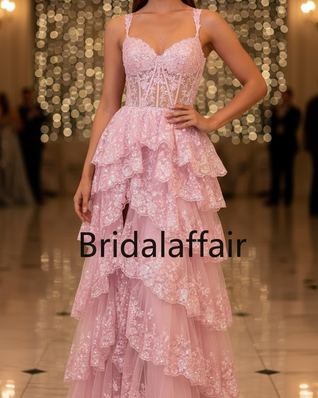 Das rosapink Glitzerkleid lang - Ansicht 1